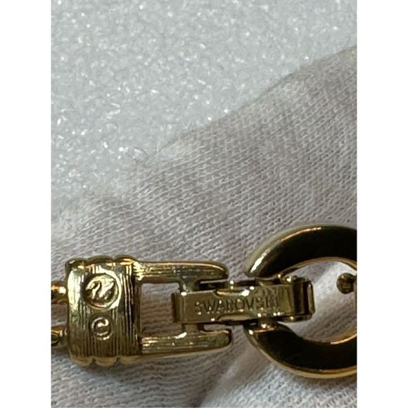 Signed Swarovski Gold Tone Crystal Bracelet - Picture 2 of 9
